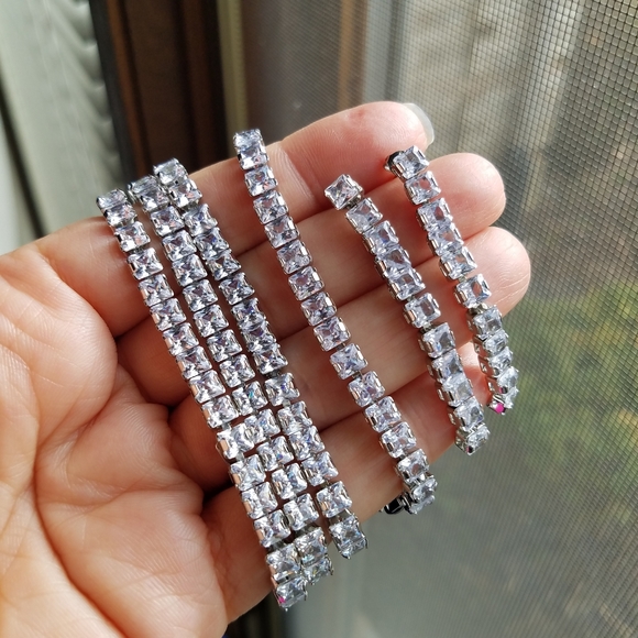 Swarovski Elements 925 Sterling Silver Princess-cut Square Tennis Bracelet NEW - Picture 5 of 9